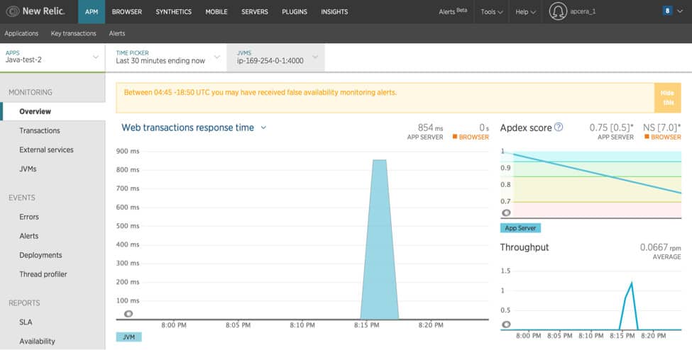 การตรวจสอบแอปพลิเคชัน NewRelic