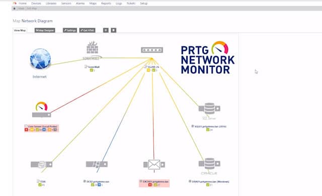 Harta rețelei PRTG