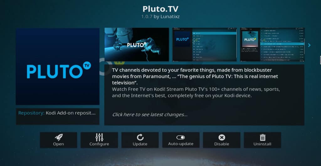 Pluto.TV Kodi addon