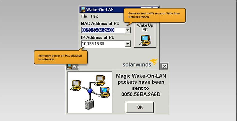 SolarWinds - WoL меню