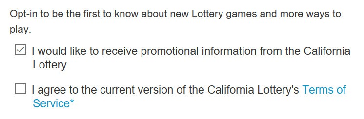 Форма регистрации в лотерее.