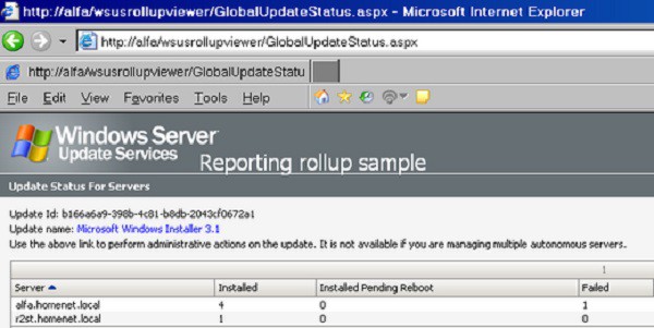 WSUS Reporting Rollup Sample Tool