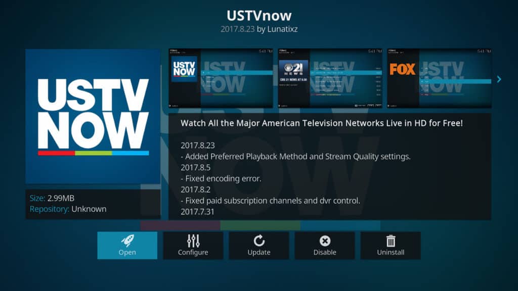 USTV Sada je Kodi addon