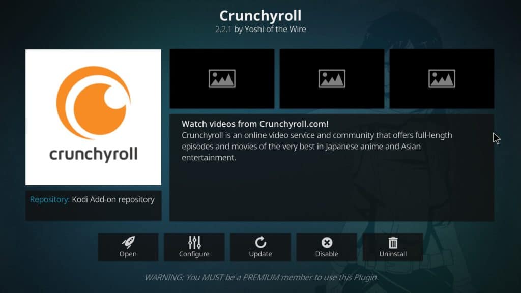 Službeni Crunchyroll dodatak Kodi