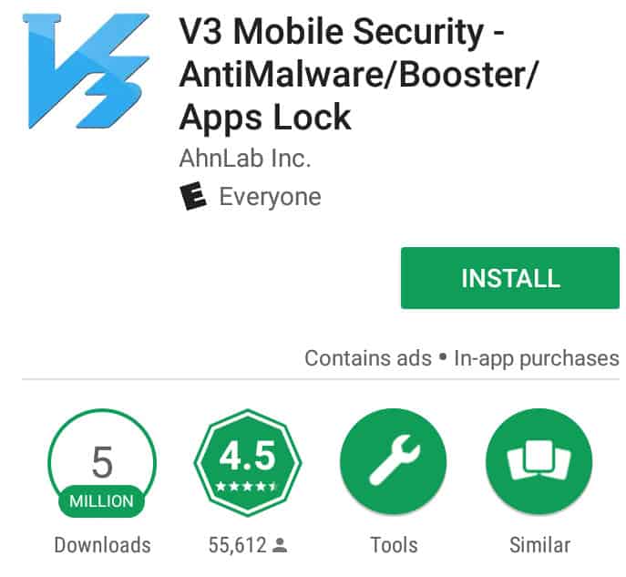 v3 securitate mobilă antivirus android