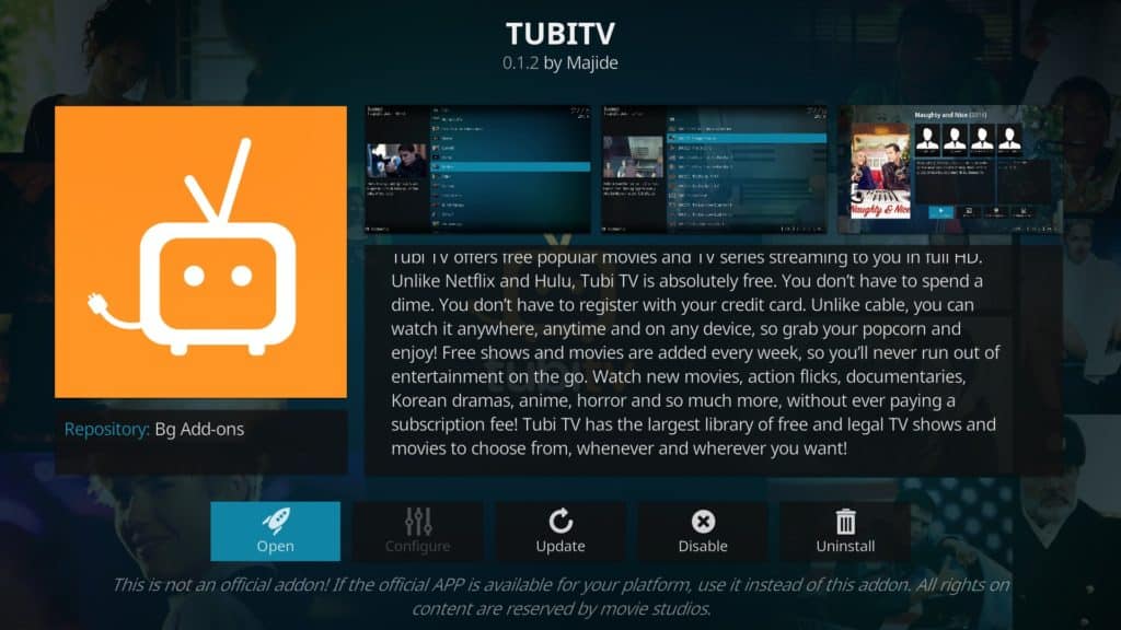 TubiTV Kodi addon