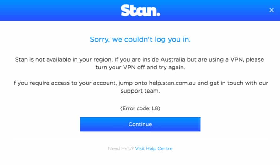 Eroare de streaming Stan