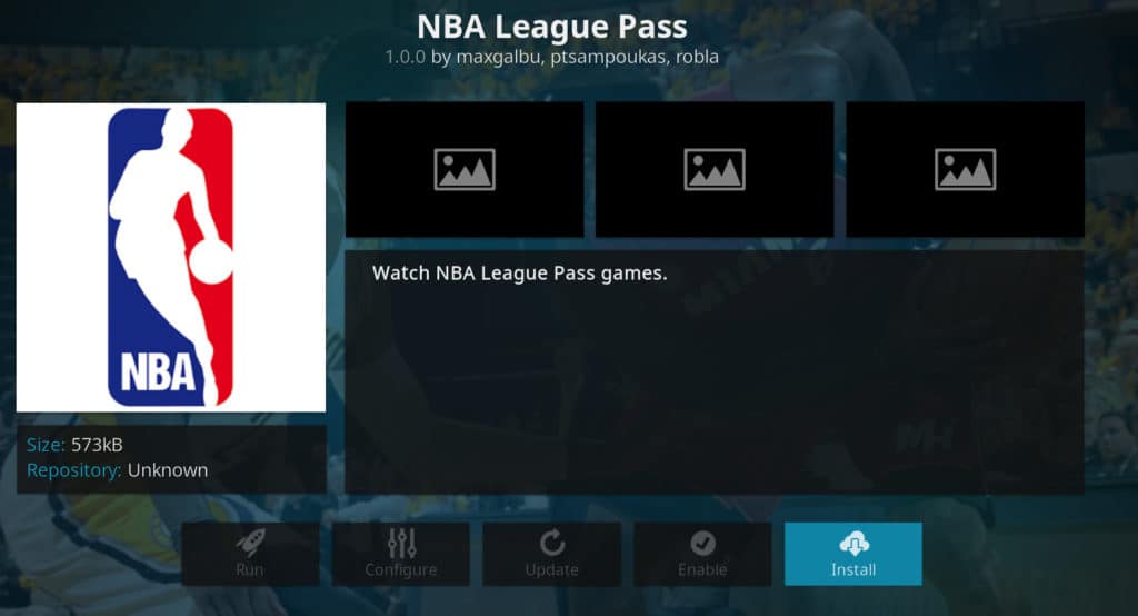 Az NBA League pass Kodi addon