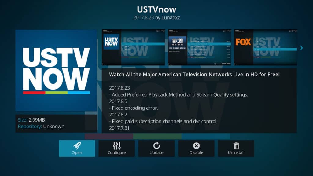 USTV ตอนนี้ Kodi addon