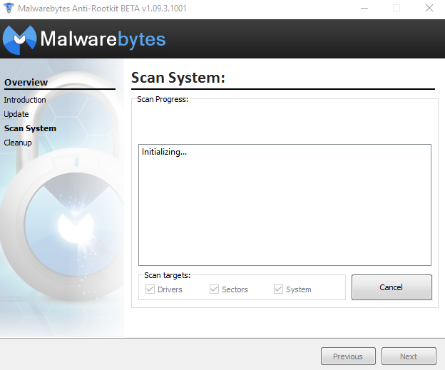 Malwarebytes анти-руткит-тест