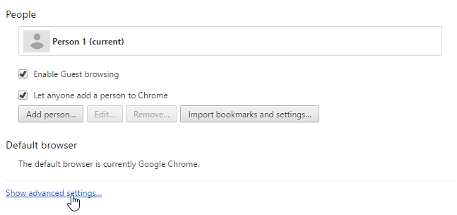 Настройки за защита на Google Chrome