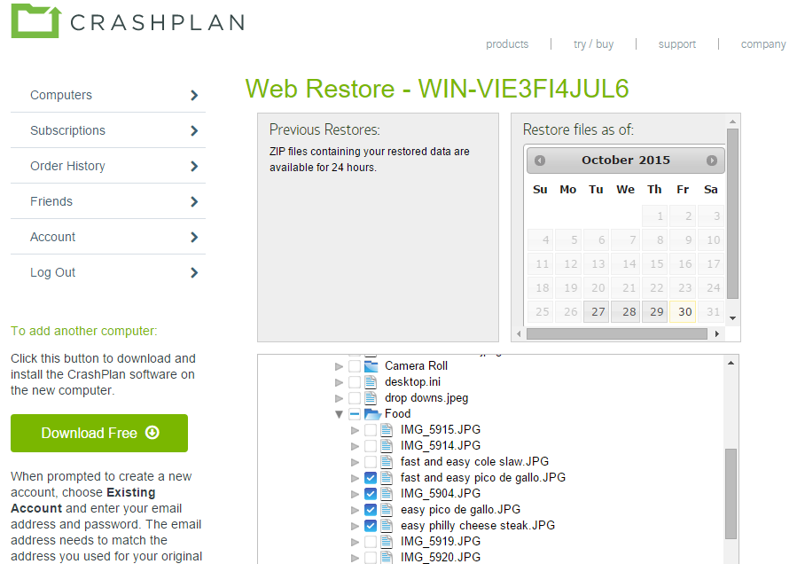 crashplan เว็บกู้คืน