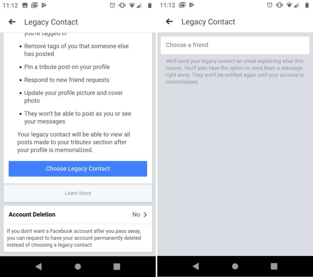 facebook наследство контакт android