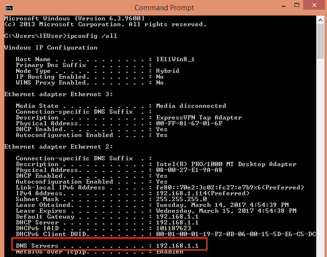 خط فرمان تنظیمات Windows IPconfig DNS