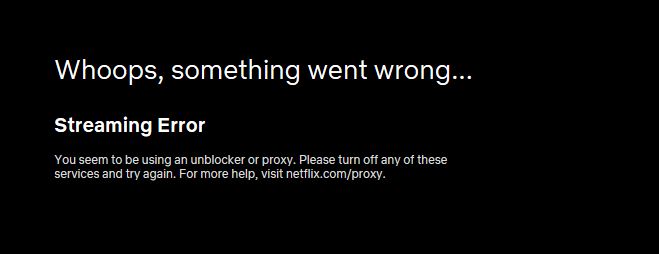 PureVPN Netflix proxy error.