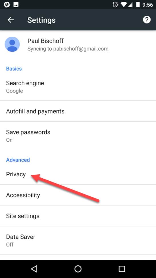 cache de confidențialitate Android clar
