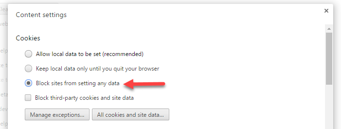 blocarea cookie-urilor site-urilor