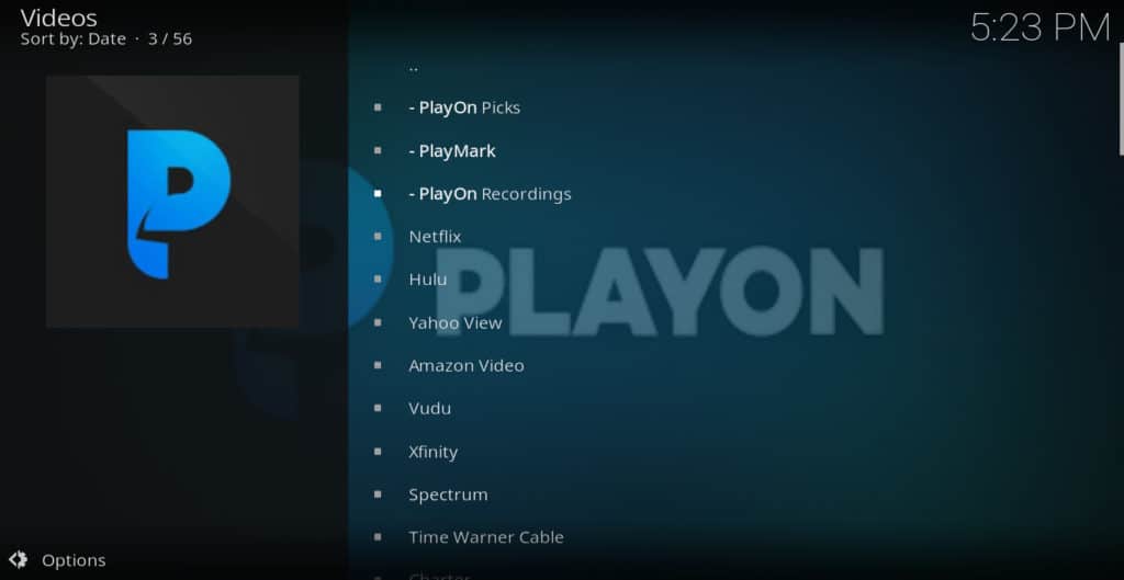 Playon Kodi addon channels