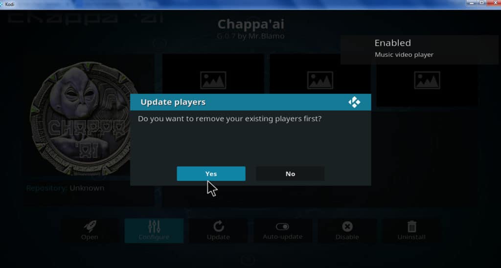 A Chappa'ai eltávolítja a meglévő játékosokat