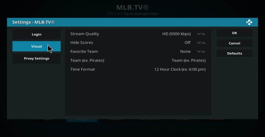 MLB.tv визуален раздел