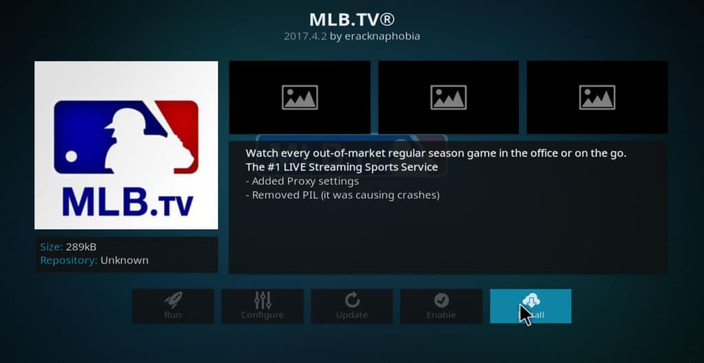 MLB.tv инсталирайте Kodi