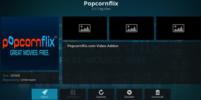 کد افزودنی اصلی Kodi Popcornflix