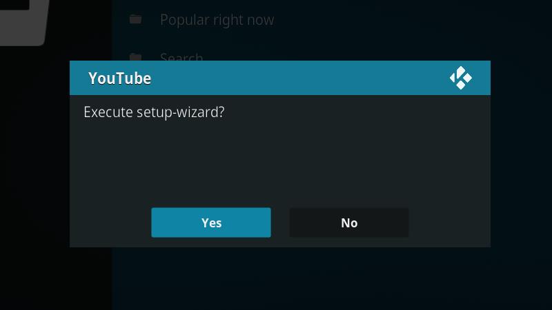 YouTube Kodi Addon - Wizard Setup