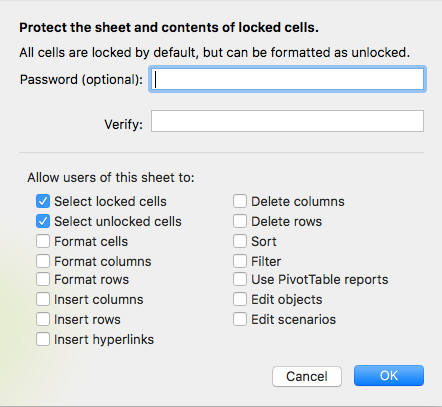 MS Excel набор лист за защита на паролата
