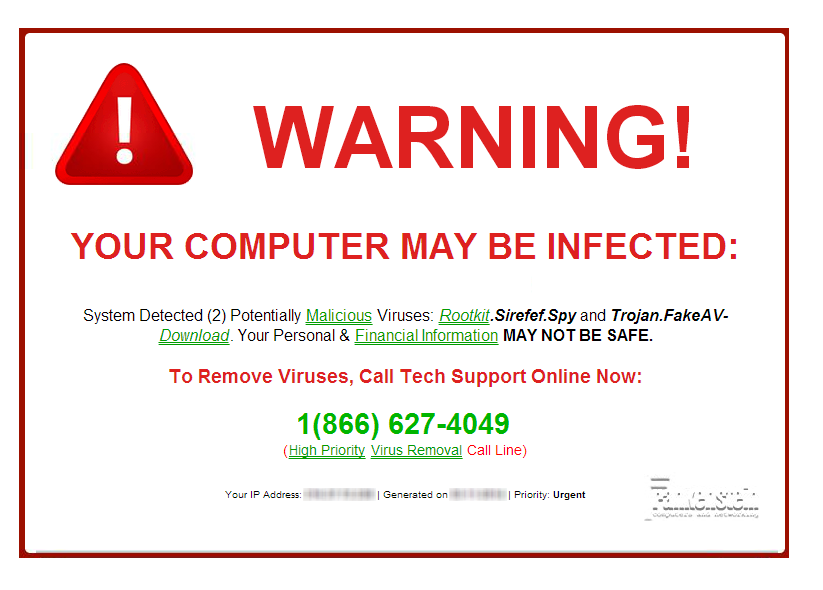 csaló webhelyek hamis vírus figyelmeztetés