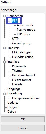 FTP-соединение с FileZilla