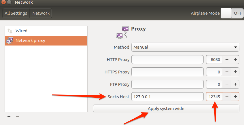 Настройки сетевого прокси Ubuntu