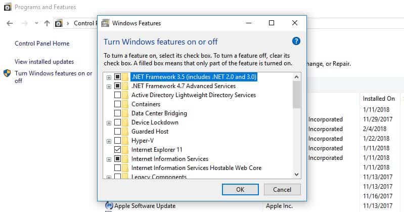 A Windows szolgáltatások képernyő.