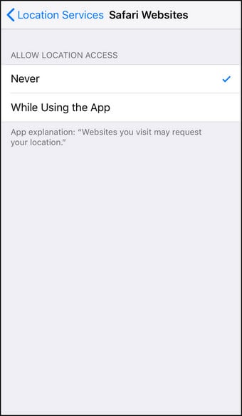 Отслеживание сервисов определения местоположения iOS возможно для Safari