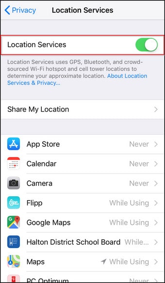 Prebacivanje usluge iOS usluge lokacije