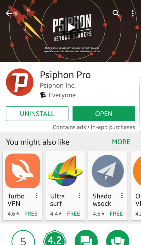 Preuzimanje Psiphona iz trgovine aplikacija