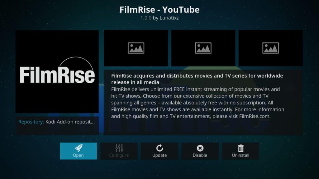 FilmRise Kodi addon