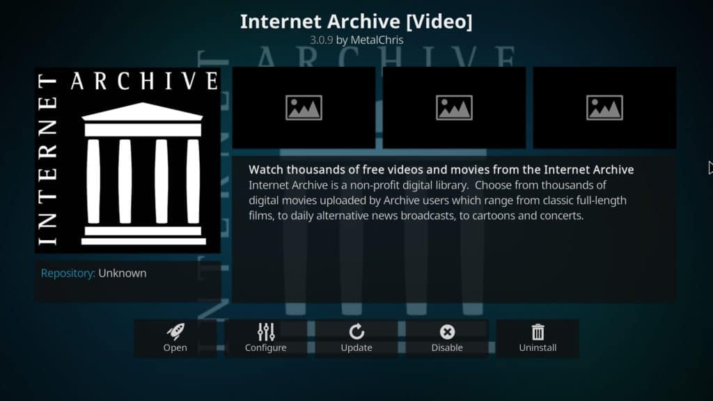 Internet arhiv Kodi addon