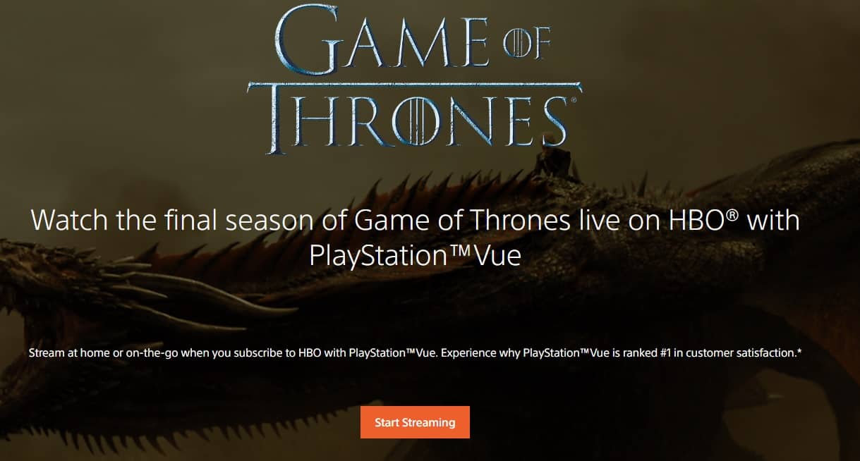 PlayStation Vue Game of Thrones