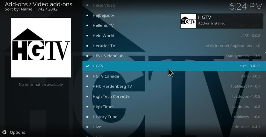 ติดตั้ง HGTV แล้ว