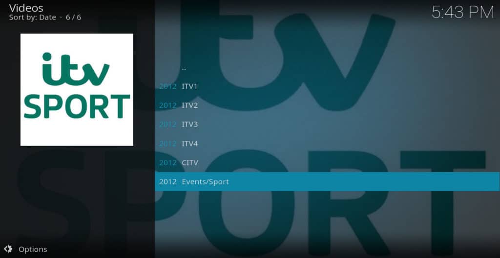 iTV канал меню