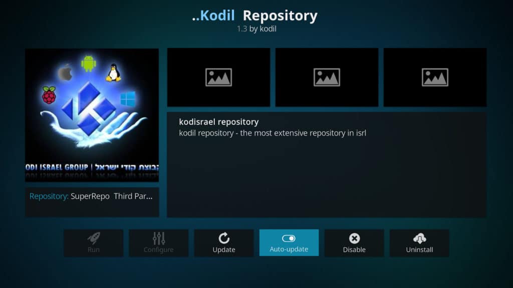 kodil kodi tároló telepítési képernyője