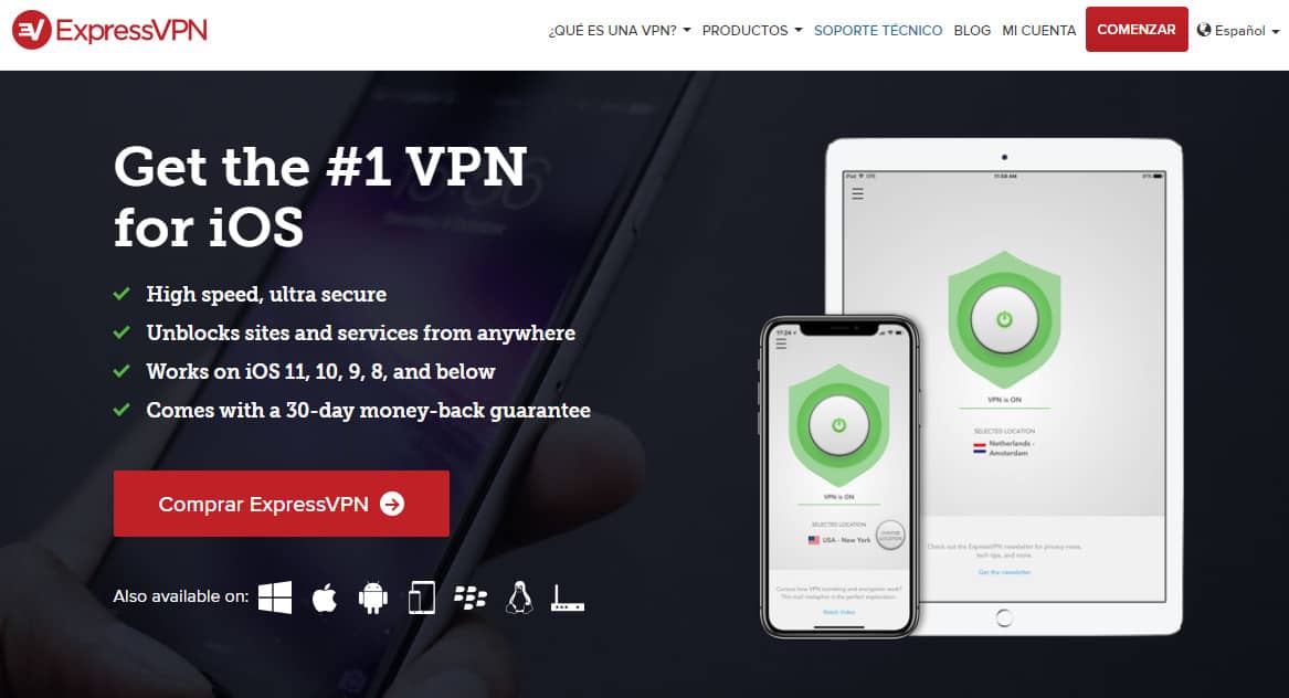 ExpressVPN iOS spaniolă