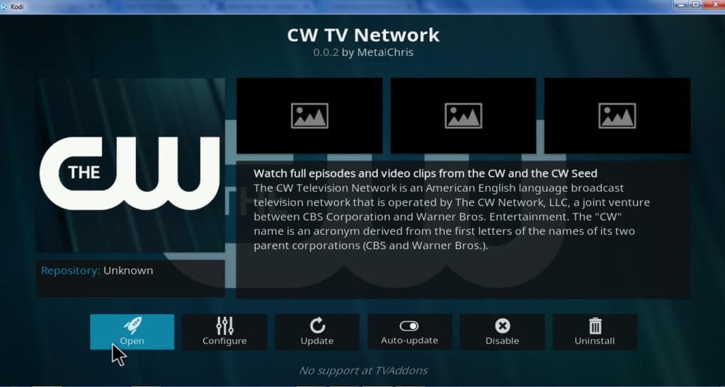cw tv network codi addon
