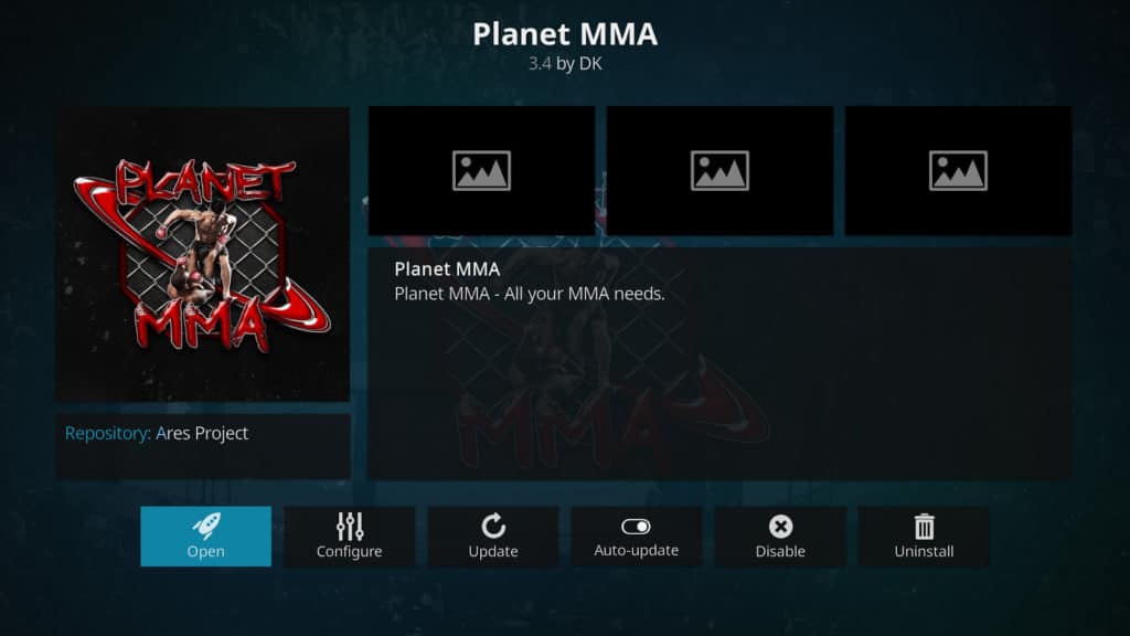 Planet MMA Kodi addon