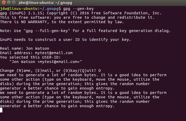 Generare de chei și entropie de chei Ubuntu GPG