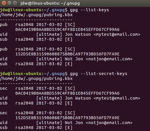 บรรทัดคำสั่งคีย์รายการ Ubuntu GPG