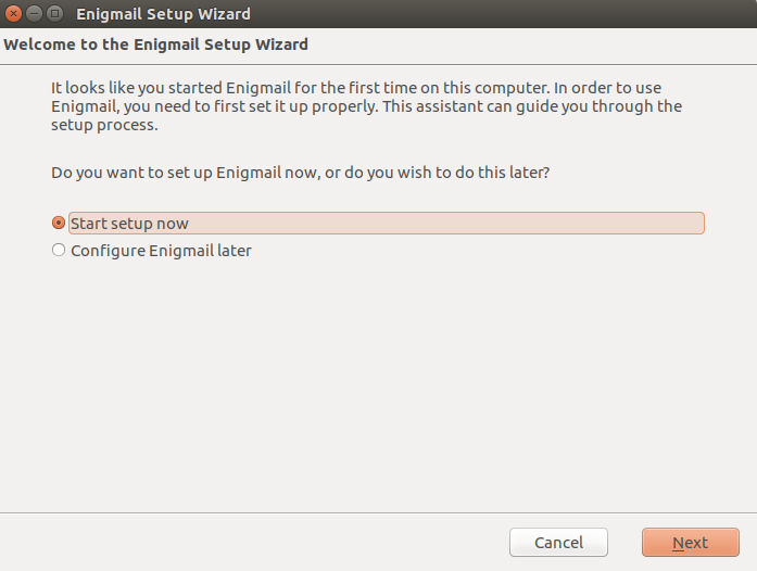 Ubuntu konfigurálja az enigmail 1 alkalmazást