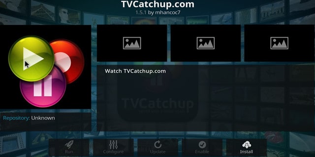 Kodi TVCatchup เป็นส่วนเสริมหลัก