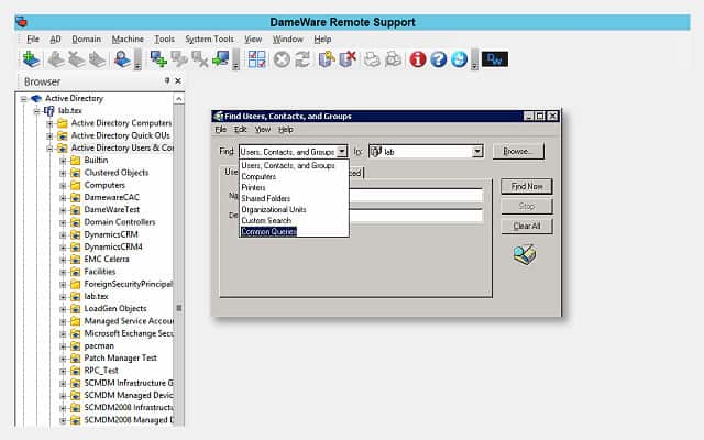 Контрол на Dameware Active Directory