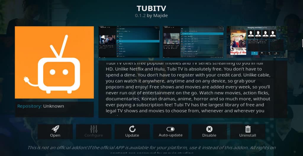 افزونه Tubi TV Kodi